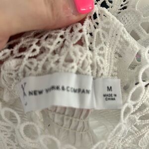 New York & Company White Lace Blouse